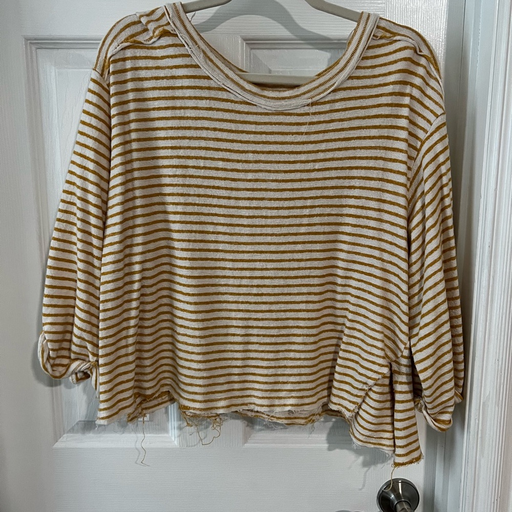 The Impeccable Pig Mustard and Cream Striped Long Sleeve Top